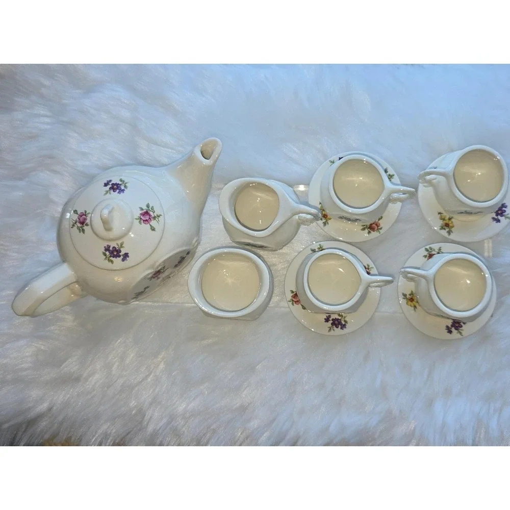 Vintage Miniature Ceramic Floral Tea‎ Set - 12 Pieces